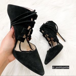 COPY - TopShop black suede lace up strappy pump heels